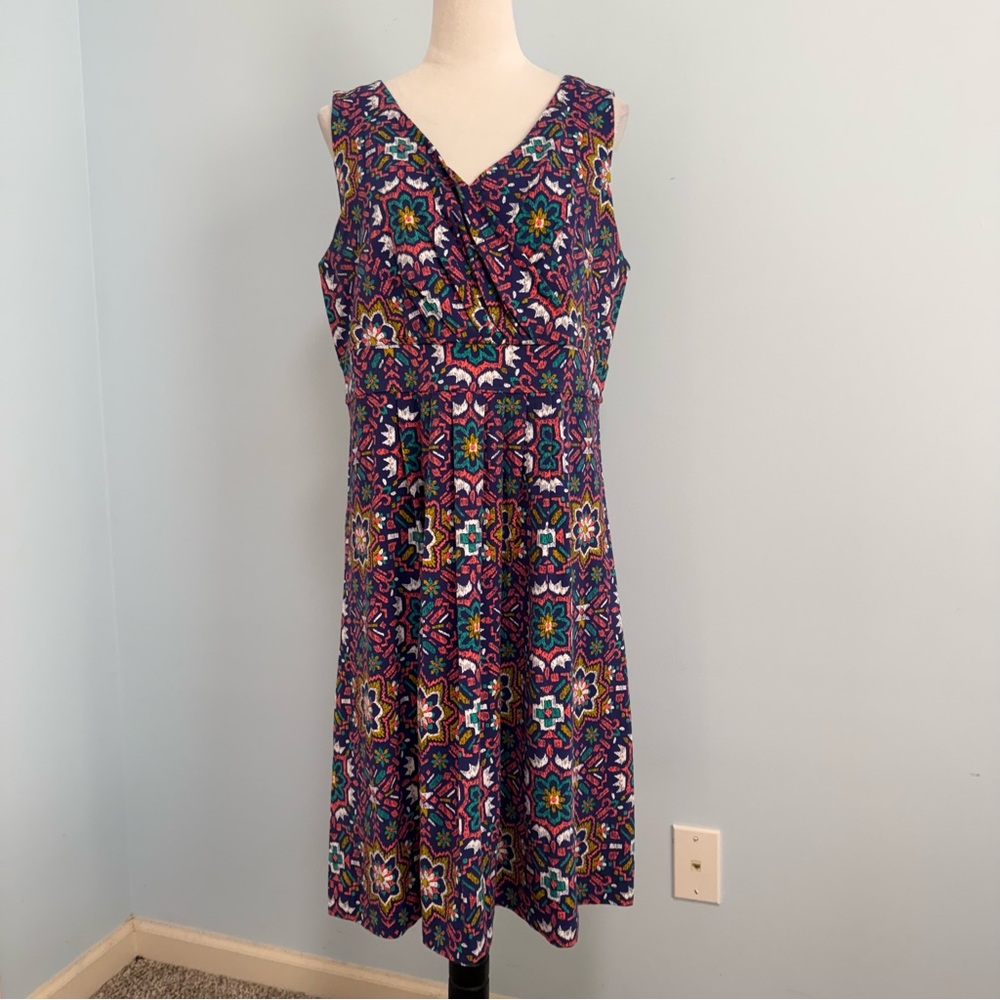 Land’s End Women’s Plus Wrap Front Dress Knee Length Size 1X(16W-18W)